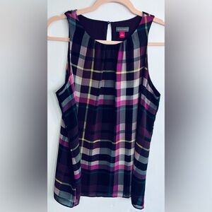 VINCE CAMUTO Plaid Sleeveless Top Size S
